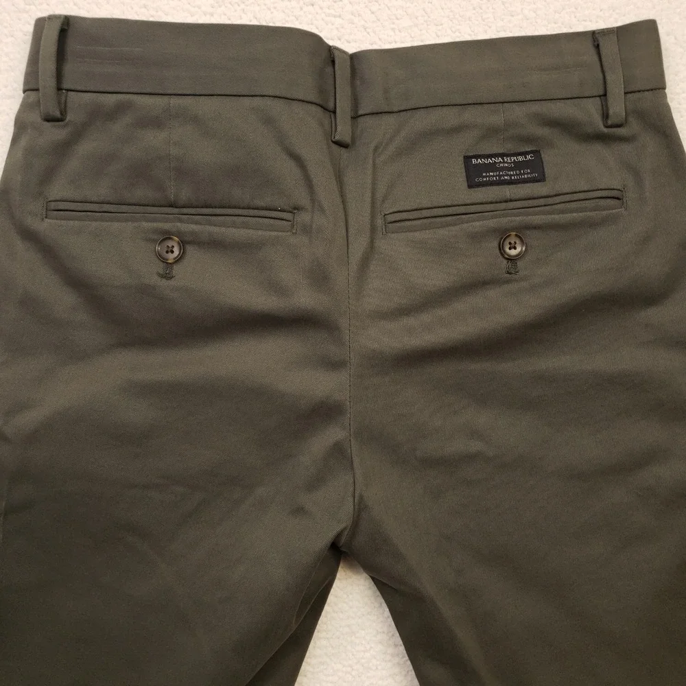 Banana Republic Chinos Mens 28x30 Olive Green Fulton Skinny Fit Stretch Pants